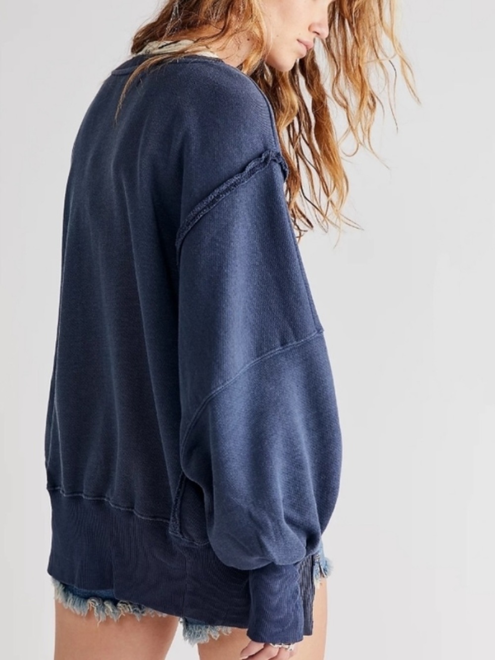 Free People We The Free Camden Sweatshirt in Deep Blue - Women's L